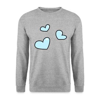 blaue Herzen - Unisex Pullover - Weißgrau meliert - Vorne - Alina (178cm) & Michal (187cm)