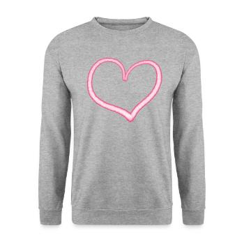 coeur rose - Sweat-shirt Unisexe - gris chiné - Devant - Alina (178cm) & Michal (187cm)