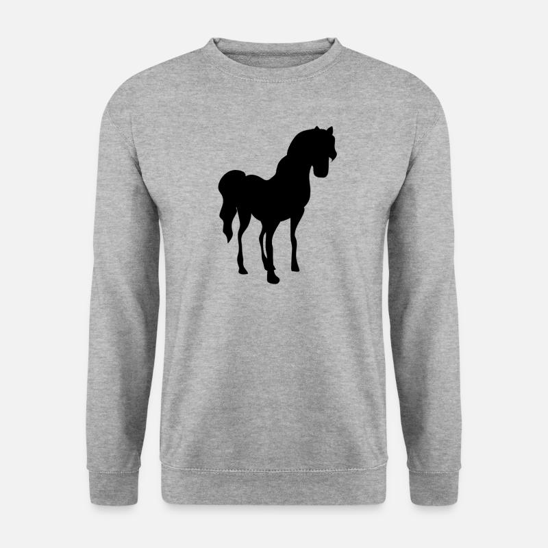 reiten Pferd - Unisex Pullover - Weißgrau meliert