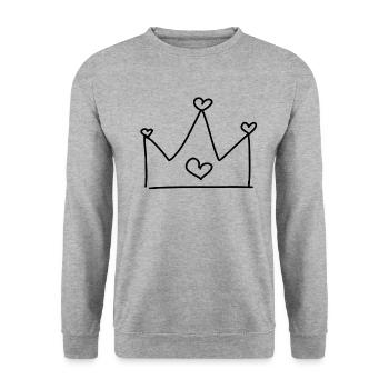Crown Heart - Unisex Sweatshirt - salt & pepper - Front - Alina (178cm) & Michal (187cm)