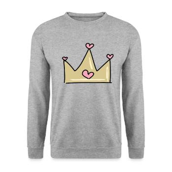 Crown Hearts Heart - Unisex Sweatshirt - salt & pepper - Front - Alina (178cm) & Michal (187cm)