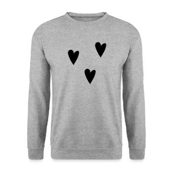 Herzen herz - Unisex Pullover - Weißgrau meliert - Vorne - Alina (178cm) & Michal (187cm)
