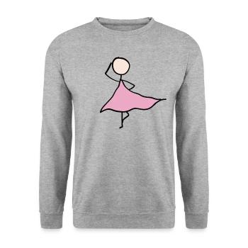 tänzerin kleid - Unisex Pullover - Weißgrau meliert - Vorne - Alina (178cm) & Michal (187cm)