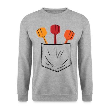 Retro Graphic Dart Player Darts Dartboard Bullseye - Unisex Sweatshirt - salt & pepper - Front - Alina (178cm) & Michal (187cm)