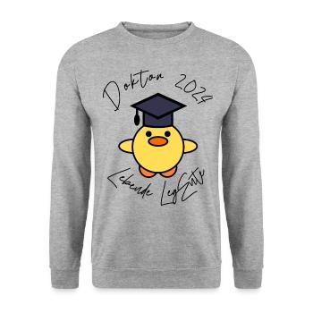 Doktor Abschluss 2024 Lebende LegEnte - Unisex Pullover - Weißgrau meliert - Vorne - Alina (178cm) & Michal (187cm)