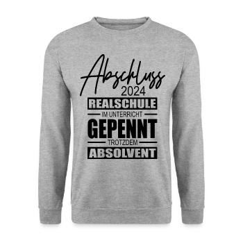 Abschluss 2024 Realschule - Unisex Pullover - Weißgrau meliert - Vorne - Alina (178cm) & Michal (187cm)