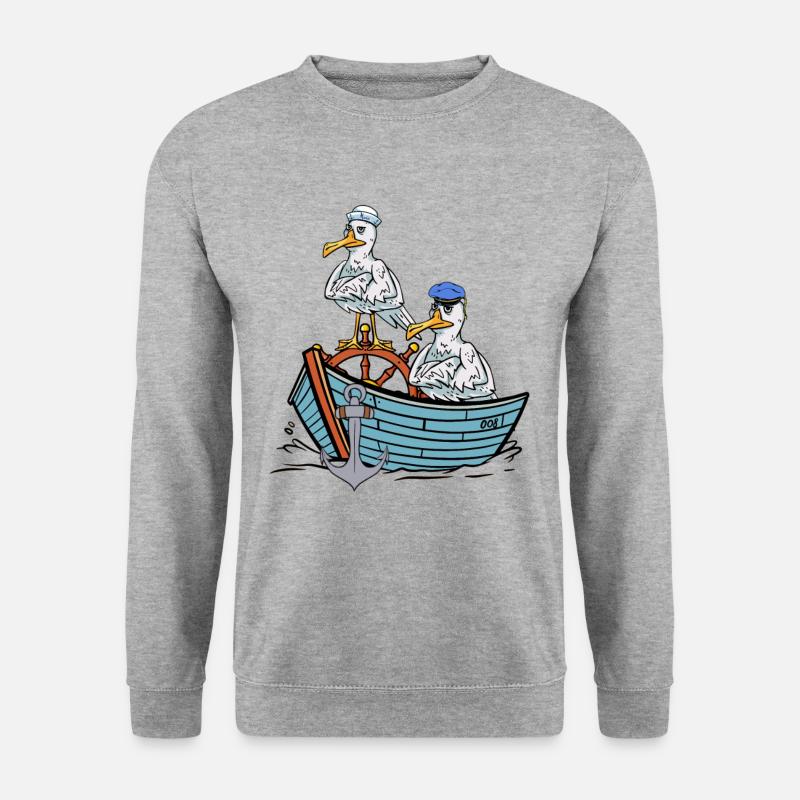 Maritime Möwen Möwe Seemänner Seefahrer Reise Boot - Unisex Pullover - Weißgrau meliert