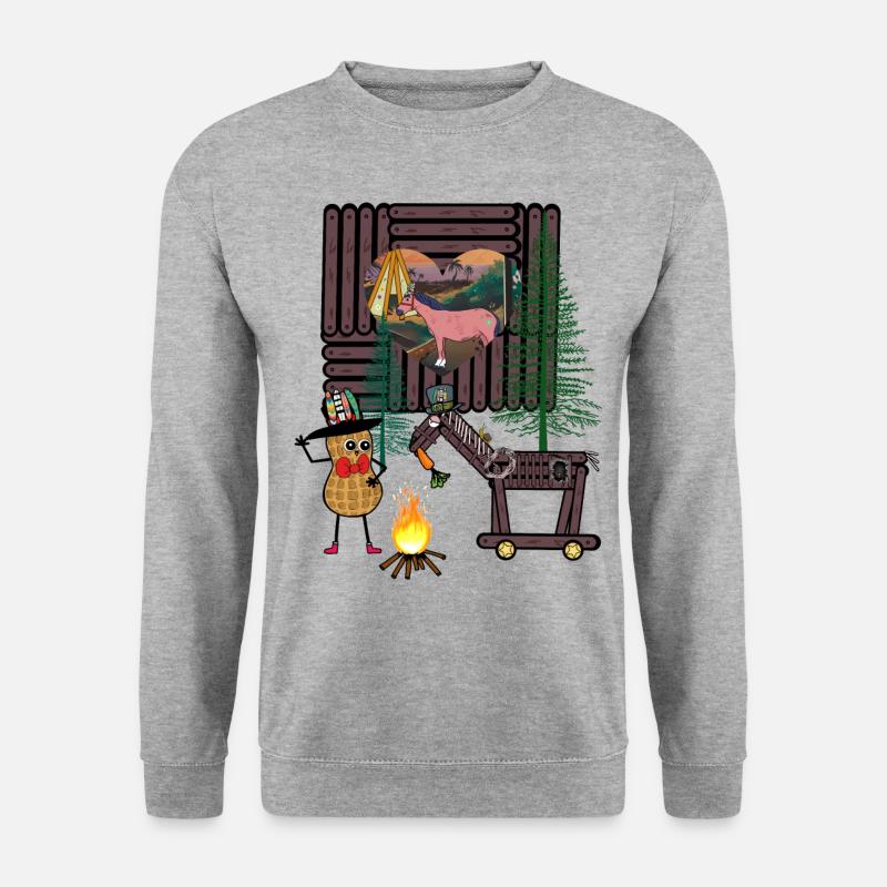 Wilder Westen Erdnuss Western Pferd Pferde - Unisex Pullover - Weißgrau meliert