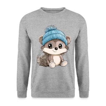 Igel Süß Niedlich Baby Kinder Tier Cartoon - Unisex Pullover - Weißgrau meliert - Vorne - Alina (178cm) & Michal (187cm)