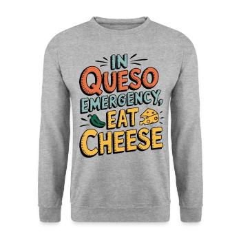 À Queso Emergency Manger du fromage Funny Food Lover - Sweat-shirt Unisexe - gris chiné - Devant - Alina (178cm) & Michal (187cm)