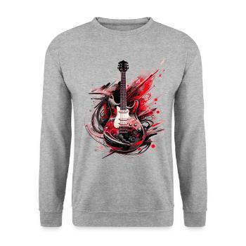 E-Gitarre Gitarre Gitarrist Musik Instrument Rock - Unisex Pullover - Weißgrau meliert - Vorne - Alina (178cm) & Michal (187cm)