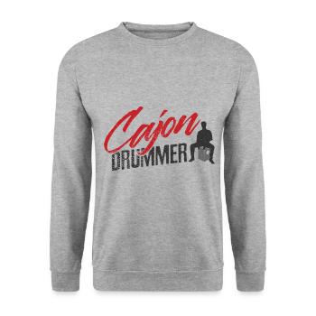 Cajon Cajon Drummer - Unisex Pullover - Weißgrau meliert - Vorne - Alina (178cm) & Michal (187cm)