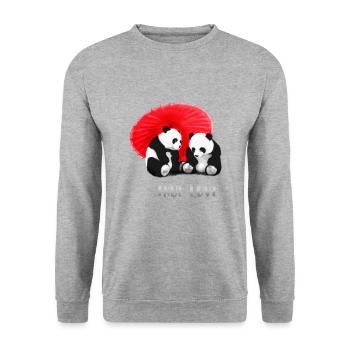 panda amour amusement amour pour toujours couple ours chine zoo ki - Sweat-shirt Unisexe - gris chiné - Devant - Alina (178cm) & Michal (187cm)