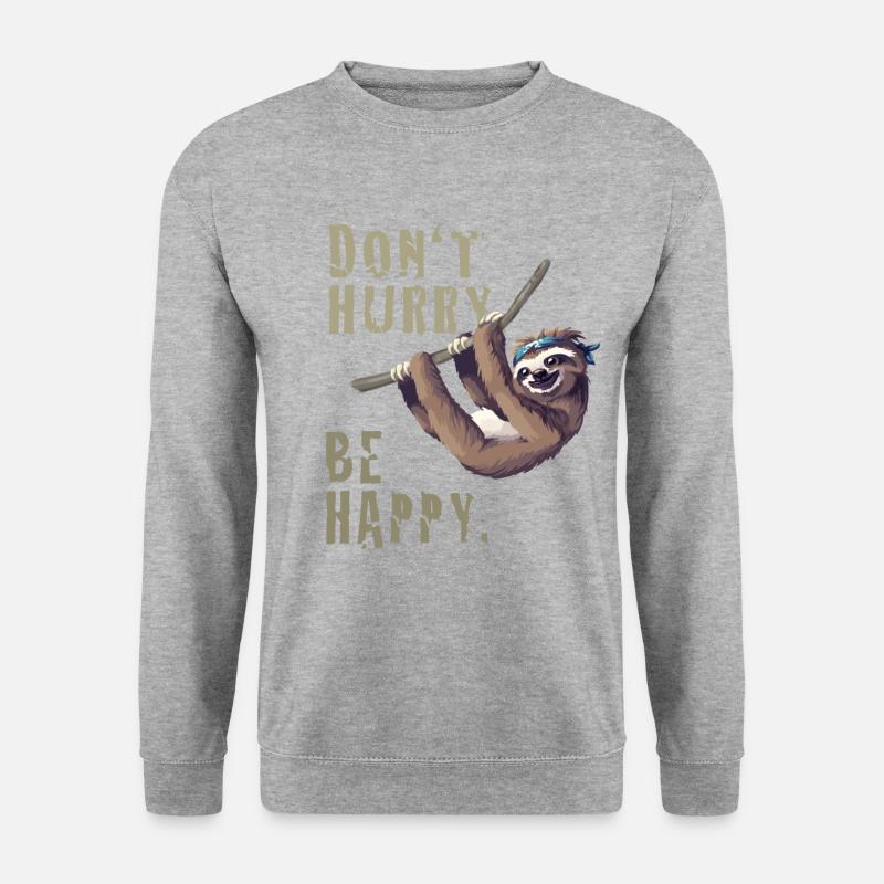Faultier chillen sleep Slow happy Humor fun Nerd - Unisex Pullover - Weißgrau meliert