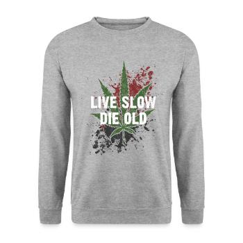 live slow - die old - Unisex Pullover - Weißgrau meliert - Vorne - Alina (178cm) & Michal (187cm)