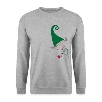 Elf Christmas elf brownie gift - Unisex Sweatshirt - salt & pepper - Front - Alina (178cm) & Michal (187cm)