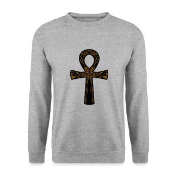 Ägypten Pharao Kreuz - Unisex Pullover - Weißgrau meliert - Vorne - Alina (178cm) & Michal (187cm)