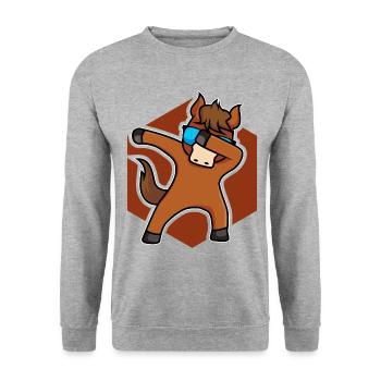 Tanzendes Pferdchen - Unisex Pullover - Weißgrau meliert - Vorne - Alina (178cm) & Michal (187cm)