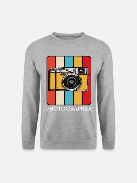 Retro Kamera Pop Art Block - Unisex Pullover - Weißgrau meliert