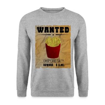 Wanted - French fries - Pommes - Unisex Sweatshirt - salt & pepper - Front - Alina (178cm) & Michal (187cm)