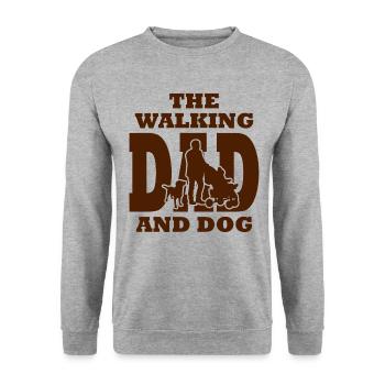 The Walking Dad and Dog - Unisex Pullover - Weißgrau meliert - Vorne - Alina (178cm) & Michal (187cm)