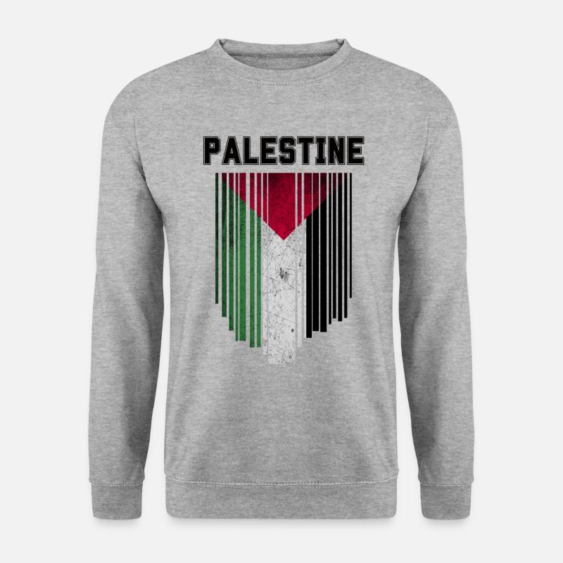 Flagge von Palästina - Unisex Pullover - Weißgrau meliert