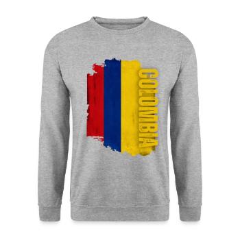 Vertical Colombia flag, I love Colombia - Unisex Sweatshirt - salt & pepper - Front - Alina (178cm) & Michal (187cm)