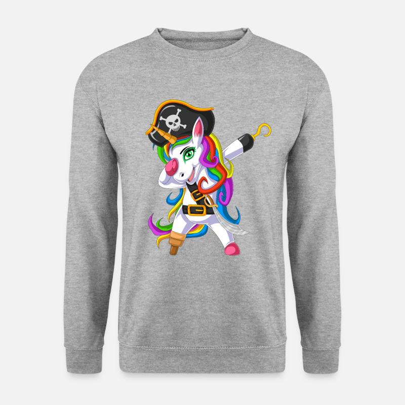 Einhorn Lustig , Einhorn süß - Unisex Pullover - Weißgrau meliert