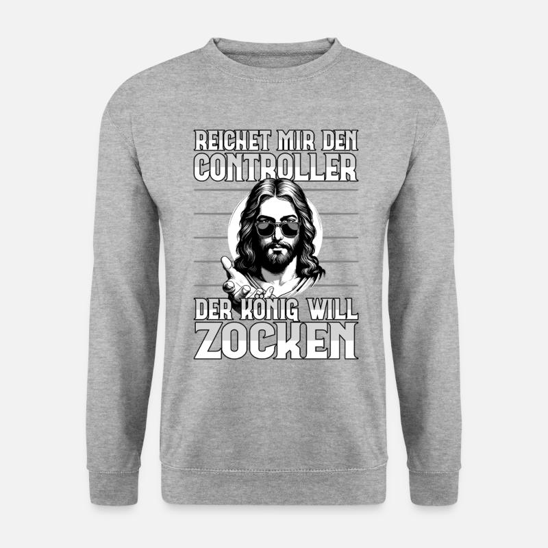 Gaming Gamer Zocken Zocker Lustiges Videospiele - Unisex Pullover - Weißgrau meliert