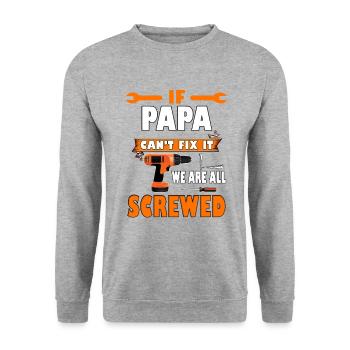 Wenn Papa es nicht reparieren kann Shirt – Vatertags-T-Shirt - Unisex Pullover - Weißgrau meliert - Vorne - Alina (178cm) & Michal (187cm)