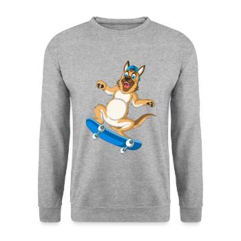 Skateboard Berger Allemand - Sweat-shirt Unisexe - gris chiné - Devant - Alina (178cm) & Michal (187cm)