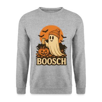Ghost Busch Halloween Boosch effrayant Costume Tee - Sweat-shirt Unisexe - gris chiné - Devant - Alina (178cm) & Michal (187cm)