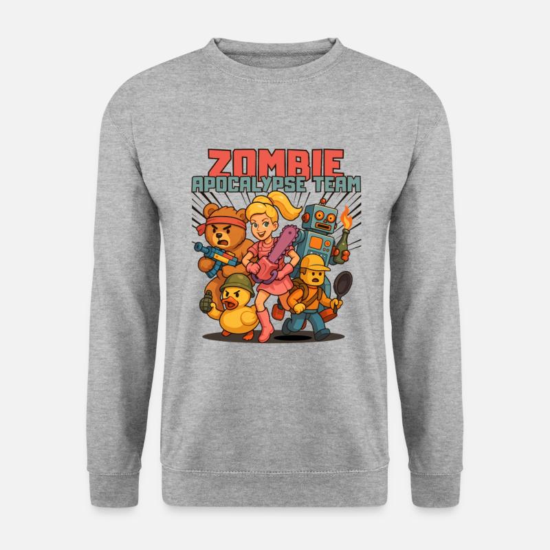 Das Zombie-Apokalypse-Team - Unisex Pullover - Weißgrau meliert