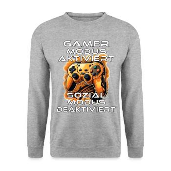 Gamer Zocker Gaming Konsole Videospiele lustig - Unisex Pullover - Weißgrau meliert - Vorne - Alina (178cm) & Michal (187cm)