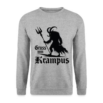 Gruss Vom Krampus Ugly Christmas Monster - Unisex Sweatshirt - salt & pepper - Front - Alina (178cm) & Michal (187cm)