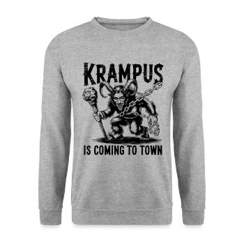 Krampus is Coming to Town Christmas Monster - Unisex Sweatshirt - salt & pepper - Front - Alina (178cm) & Michal (187cm)