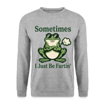 Manchmal bin ich einfach nur furzig lustiger Frosch-Meme - Unisex Pullover - Weißgrau meliert - Vorne - Alina (178cm) & Michal (187cm)