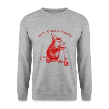 En route pour semer le remue-ménage Drôle de trottinette d’opossum - Sweat-shirt Unisexe - gris chiné - Devant - Alina (178cm) & Michal (187cm)