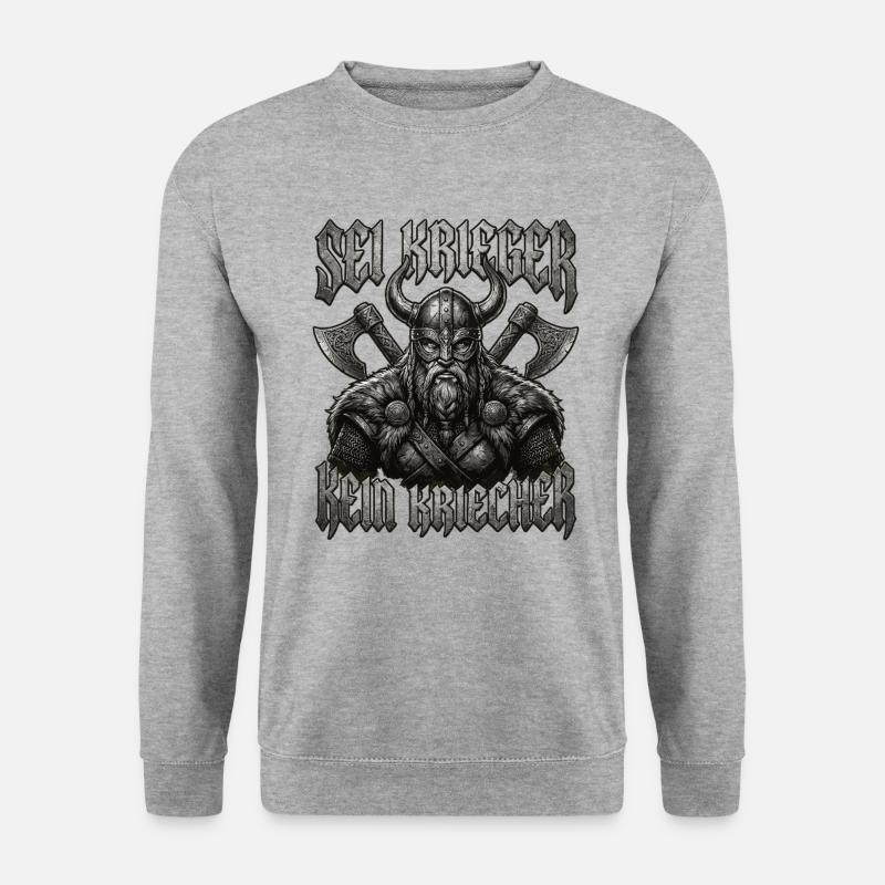 Sei Krieger kein Kriecher Wikinger Bart - Unisex Pullover - Weißgrau meliert