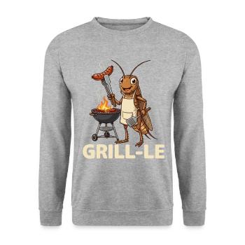 Grill at the Grill Funny Pun BBQ - Unisex Sweatshirt - salt & pepper - Front - Alina (178cm) & Michal (187cm)