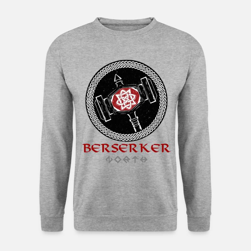 Berserker Bär – Wikinger Krieger aus Valhalla - Unisex Pullover - Weißgrau meliert