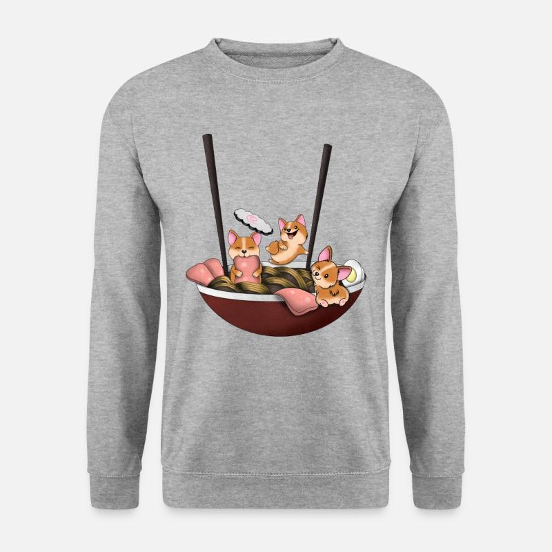 Corgi-Ramen-Hundehemd - Unisex Pullover - Weißgrau meliert