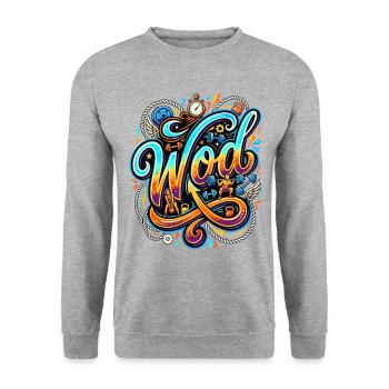 WOD Fitness Bodybuilding Workout Cross-Sport Gym - Unisex Pullover - Weißgrau meliert - Vorne - Alina (178cm) & Michal (187cm)