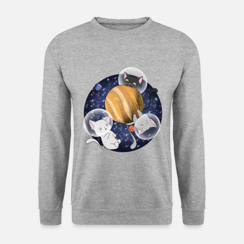 Kawaii Space Cats Jupiter-Shirt - Unisex Pullover - Weißgrau meliert