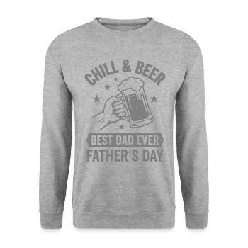 CHILL & BEER BEST DAD’S EVER Logo de la fête des pères - Sweat-shirt Unisexe - gris chiné - Devant - Alina (178cm) & Michal (187cm)