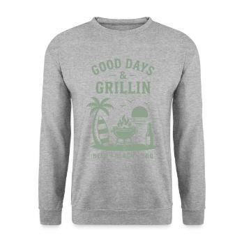 Good Days and Grillin Beer Beach BBQ - Unisex Sweatshirt - salt & pepper - Front - Alina (178cm) & Michal (187cm)