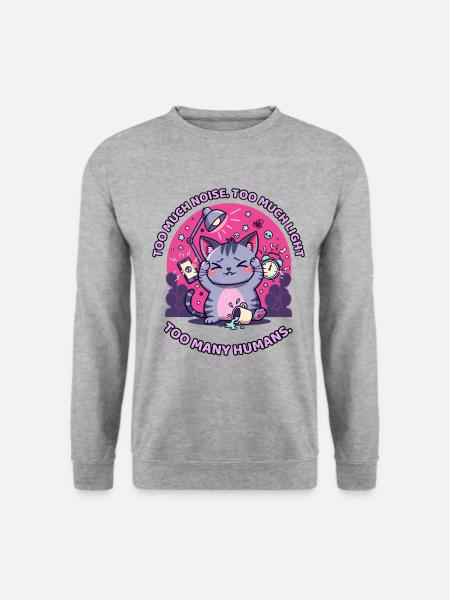 Zu viel Lärm, Licht und zu viele Menschen - Unisex Pullover - Weißgrau meliert