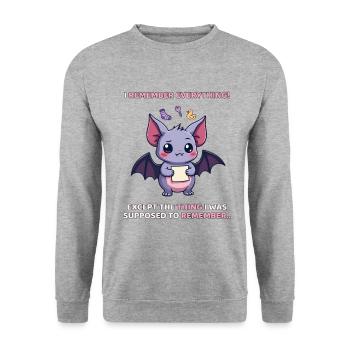 I Remember Everything – ADHD Bat Humor - Unisex Sweatshirt - salt & pepper - Front - Alina (178cm) & Michal (187cm)
