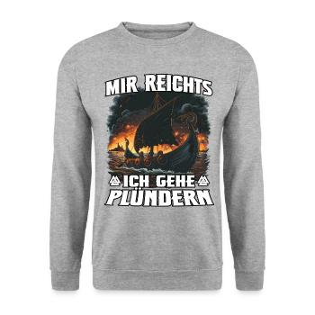 Vikingsschiff im Flammenmeer - Unisex Pullover - Weißgrau meliert - Vorne - Alina (178cm) & Michal (187cm)