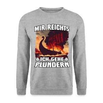 Vikingenschiff im Plünderrausch - Unisex Pullover - Weißgrau meliert - Vorne - Alina (178cm) & Michal (187cm)